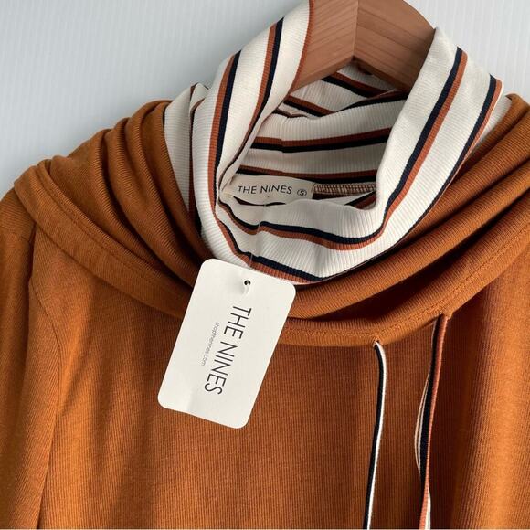 🆕 The Nines ginger and spice striped cowl neck top long sleeve NWT size small - Picture 4 of 9